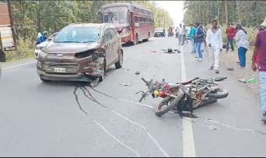 कार-बाइक की टक्कर, 2 घायल, एक की हालत नाजुक