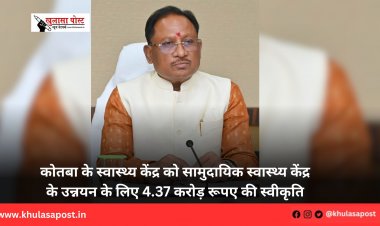 कोतबा के स्वास्थ्य केंद्र को सामुदायिक स्वास्थ्य केंद्र के उन्नयन के लिए 4.37 करोड़ रूपए की स्वीकृति