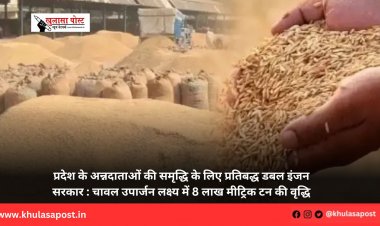 प्रदेश के अन्नदाताओं की समृद्धि के लिए प्रतिबद्ध डबल इंजन सरकार : चावल उपार्जन लक्ष्य में 8 लाख मीट्रिक टन की वृद्धि