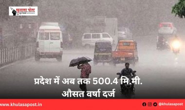 प्रदेश में अब तक 500.4 मि.मी. औसत वर्षा दर्ज
