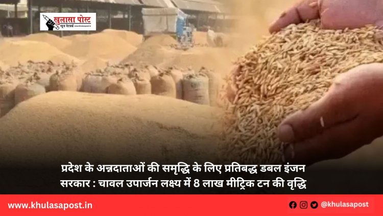 प्रदेश के अन्नदाताओं की समृद्धि के लिए प्रतिबद्ध डबल इंजन सरकार : चावल उपार्जन लक्ष्य में 8 लाख मीट्रिक टन की वृद्धि