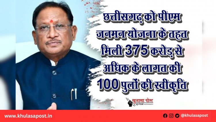 छत्तीसगढ़ को पीएम जनमन योजना के तहत मिली 375 करोड़ से अधिक के लागत की 100 पुलों की स्वीकृति