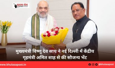 मुख्यमंत्री विष्णु देव साय ने नई दिल्ली में केंद्रीय गृहमंत्री अमित शाह से की सौजन्य भेंट
