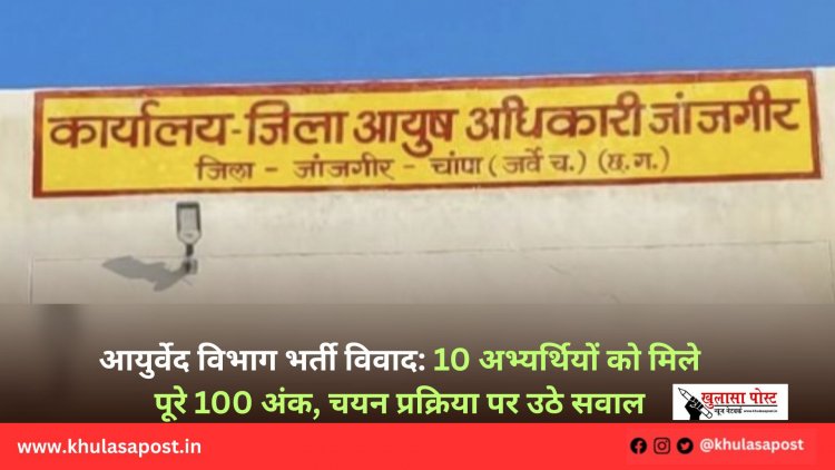 आयुर्वेद विभाग भर्ती विवाद: 10 अभ्यर्थियों को मिले पूरे 100 अंक, चयन प्रक्रिया पर उठे सवाल