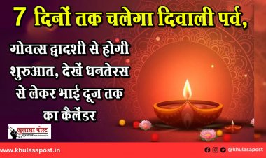 7 दिनों तक चलेगा दिवाली पर्व, गोवत्स द्वादशी से होगी शुरुआत, देखें धनतेरस से लेकर भाई दूज तक का कैलेंडर