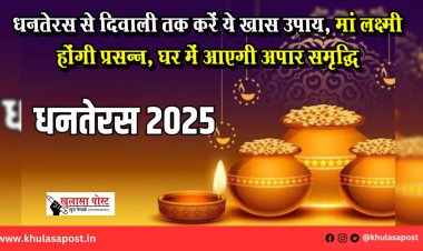 धनतेरस से दिवाली तक करें ये खास उपाय, मां लक्ष्मी होंगी प्रसन्न, घर में आएगी अपार समृद्धि