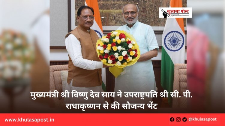 मुख्यमंत्री श्री विष्णु देव साय ने उपराष्ट्रपति श्री सी. पी. राधाकृष्णन से की सौजन्य भेंट