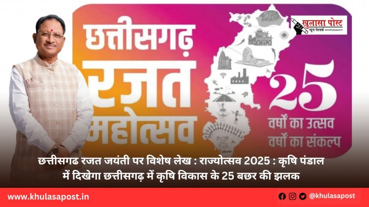छत्तीसगढ रजत जयंती पर विशेष लेख : राज्योत्सव 2025 : कृषि पंडाल में दिखेगा छत्तीसगढ़ में कृषि विकास के 25 बछर की झलक