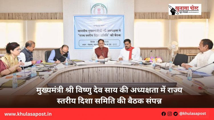 मुख्यमंत्री श्री विष्णु देव साय की अध्यक्षता में राज्य स्तरीय दिशा समिति की बैठक संपन्न