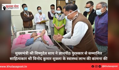 मुख्यमंत्री श्री विष्णुदेव साय ने ज्ञानपीठ पुरस्कार से सम्मानित साहित्यकार श्री विनोद कुमार शुक्ला के स्वास्थ्य लाभ की कामना की