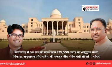 छत्तीसगढ़ में अब तक का सबसे बड़ा ₹35,000 करोड़ का अनुपूरक बजट: विकास, अनुशासन और भविष्य की मजबूत नींव - वित्त मंत्री श्री ओ पी चौधरी