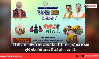 वित्तीय समावेशन पर आधारित ‘दीदी के गोठ’ का छठवां एपिसोड 08 जनवरी को होगा प्रसारित