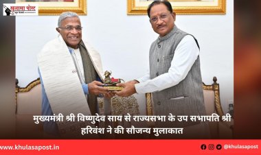 मुख्यमंत्री श्री विष्णुदेव साय से राज्यसभा के उप सभापति श्री हरिवंश ने की सौजन्य मुलाकात