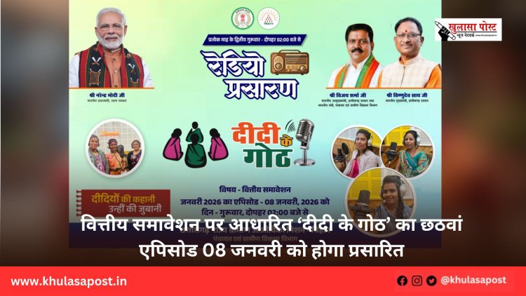 वित्तीय समावेशन पर आधारित ‘दीदी के गोठ’ का छठवां एपिसोड 08 जनवरी को होगा प्रसारित