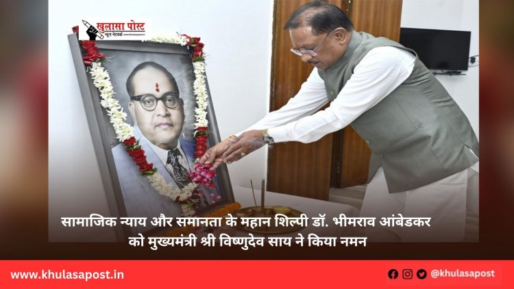 सामाजिक न्याय और समानता के महान शिल्पी डॉ. भीमराव आंबेडकर को मुख्यमंत्री श्री विष्णुदेव साय ने किया नमन