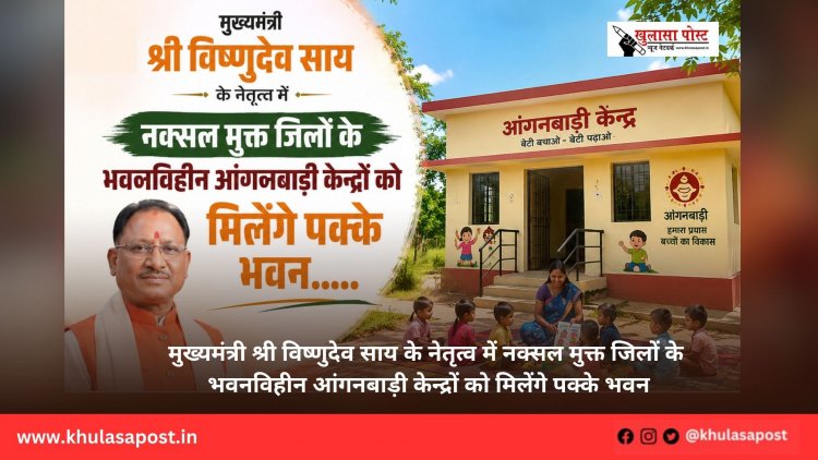 मुख्यमंत्री श्री विष्णुदेव साय के नेतृत्व में नक्सल मुक्त जिलों के भवनविहीन आंगनबाड़ी केन्द्रों को मिलेंगे पक्के भवन