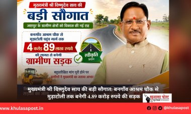 मुख्यमंत्री श्री विष्णुदेव साय की बड़ी सौगात: बनगाँव आश्रम चौक से मुड़ाटोली तक बनेगी 4.89 करोड़ रुपये की सड़क